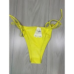 Aerie Ribbed Bikini Bottoms Yellow Tie Side Swimwear Size M